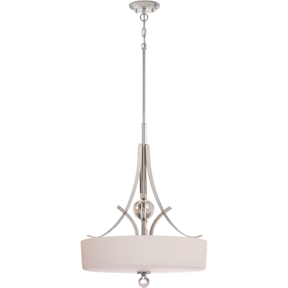 Nuvo Lighting 60/5494  Connie - 3 Light Pendant with Satin White Glass in Polished Nickel Finish